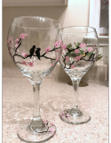 Birds In Blossoms Wine Glass DetailsForm